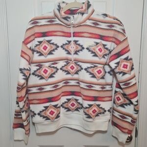 ABERCROMBIE GIRLS MULTI-COLOR FLEECE PULL OVER WITH 1/4 ZIP SIZE 15/16